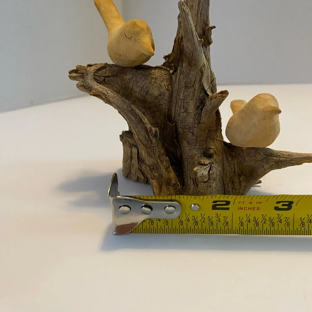 Unique Wood Sculpture Of Two Birds On Driftwood birds Are Wood Also.Handcrafted